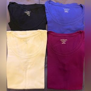 Short sleeve deep crew neck tees